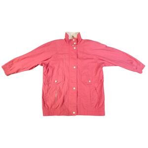 Braefair Sport Mock Neck Lined Button-Front Shacket Jacket Pink Womens Size S